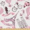Ambesonne Paris Fabric by The Yard, Valentines Day Theme with Eiffel Kissing Couple Hot Air Balloon Wedding Concept, Decorative Fabric for Upholstery and Home Accents, 2 Yards, Pink Rose